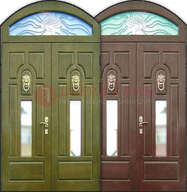 Стальная арочная дверь со стеклом ДА-17 для монолитного дома в Старой Купавне