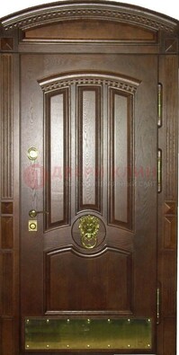 Хорошая стальная арочная дверь с декоративным элементом ДА-23 в Старой Купавне