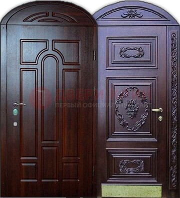 Стильная железная арочная дверь с декоративным элементом ДА-24 в Старой Купавне