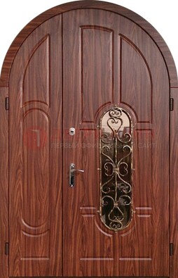 Арочная двухстворчатая стальная дверь Винорит ДА-54 в Старой Купавне