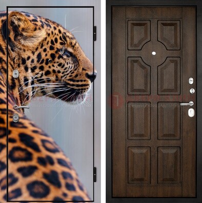Металлическая дверь с фотопечатью леопарда ДФ-26 в Старой Купавне