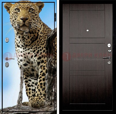 Железная дверь с рисунком гепарда снаружи ДФ-27 в Старой Купавне