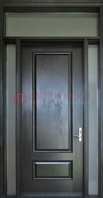 Черная металлическая дверь с фрамугами и стеклом ДФГ-24 в Старой Купавне
