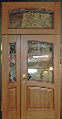Железная дверь массив стекло и ковка с фрамугой ДФГ-27 в Старой Купавне