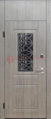 Металлическая дверь Винорит стекло и ковка с фрамугой ДФГ-33 в Старой Купавне