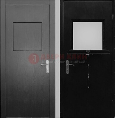 Черная стальная дверь в кассу ламинат внутри ДКС-3 в Старой Купавне