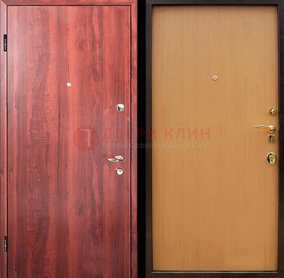 Красная железная дверь с ламинатом ДЛ-3 в Старой Купавне
