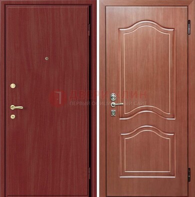 Красная металлическая дверь с ламинатом МДФ внутри ДЛ-8 в Старой Купавне