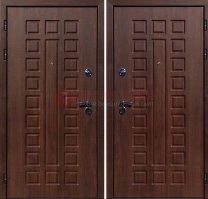 Коричневая железная дверь с МДФ снаружи ДМ-113 в Старой Купавне