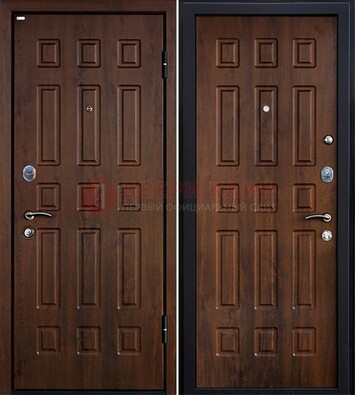 Коричневая металлическая дверь с МДФ ДМ-156 для квартиры в Старой Купавне