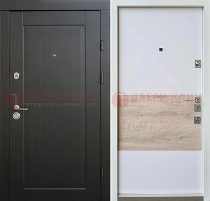 Черная металлическая дверь с белой МДФ внутри ДМ-230 в Старой Купавне