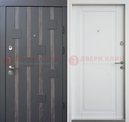 Темная металлическая дверь c белом МДФ внутри ДМ-231 в Старой Купавне