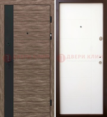 Коричневая входная дверь с черной вставкой МДФ ДМ-239 в Старой Купавне