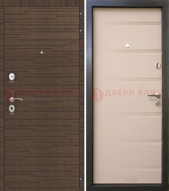 Коричневая  железная дверь c фрезерованной МДФ ДМ-248 в Старой Купавне