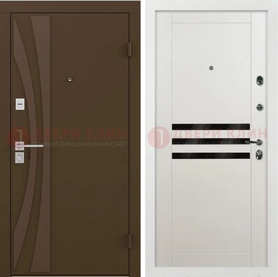 Стальная коричневая дверь с МДФ панелями ДМ-293 в Старой Купавне