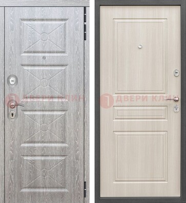 Железная серая дверь со светлой МДФ ДМ-302 в Старой Купавне