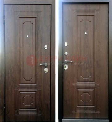 Коричневая металлическая дверь с МДФ ДМ-32 на дачу в Старой Купавне