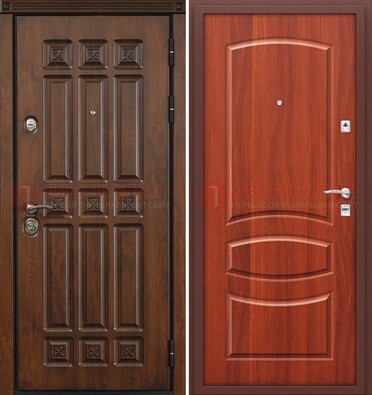 Темная металлическая дверь с МДФ и узором ДМ-364 в Старой Купавне