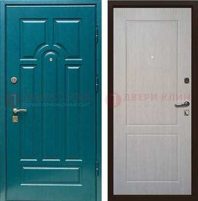 Синяя железная дверь с МДФ в квартиру ДМ-396 в Старой Купавне