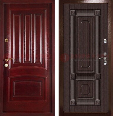 Красная стальная дверь с филенчатой МДФ ДМ-398 в Старой Купавне
