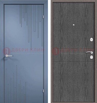 Синяя металлическая дверь МДФ в квартиру ДМ-434 в Старой Купавне