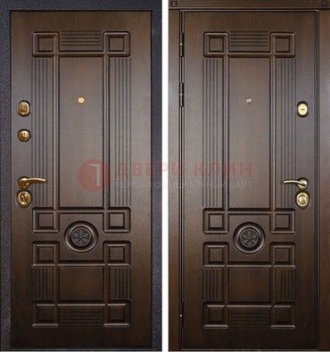 Квартирная коричневая железная дверь с МДФ ДМ-45 в Старой Купавне