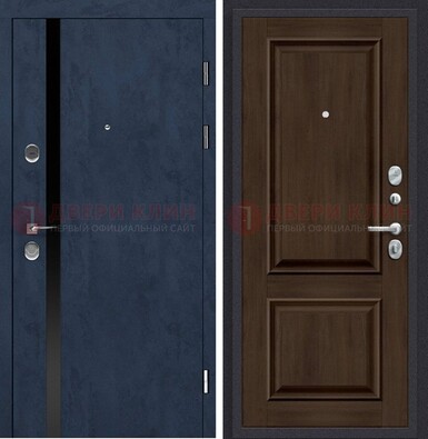 Синяя входная дверь МДФ с обеих сторон ДМ-473 в Старой Купавне