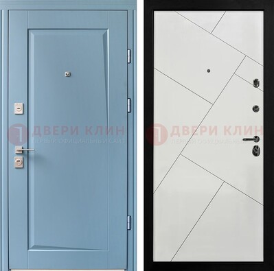 Синяя железная дверь с МДФ панелями ДМ-491 в Старой Купавне