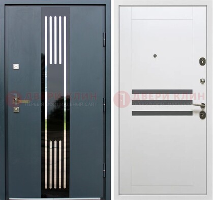 Темная квартирная дверь с разными МДФ ДМ-504 в Старой Купавне