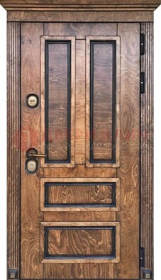 Коричневая входная дверь для загородного дома с МДФ ДМ-526 в Старой Купавне