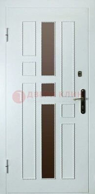 Белая стальная дверь с МДФ и декоративными вставками ДМ-62 в Старой Купавне