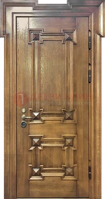 Филенчатая железная дверь с массивом дуба ДМД-56 в Старой Купавне