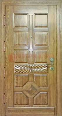 Светлая стальная дверь с массивом дуба и узором ДМД-63 в Старой Купавне