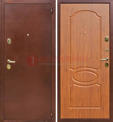 Коричневая стальная дверь с порошковым напылением ДП-137 в Старой Купавне