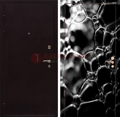 Черная стальная дверь с порошковым окрасом с фотопечатью ДП-158 в Старой Купавне