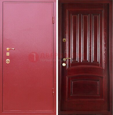 Красная металлическая дверь с порошковым напылением ДП-165 в Старой Купавне