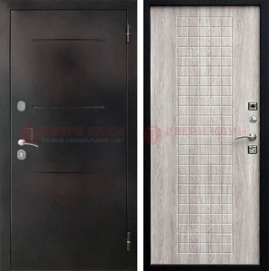Черная железная дверь с порошковым покрытием и филенчатой МДФ ДП-221 в Старой Купавне