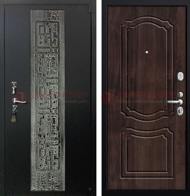 Темная входная дверь с порошковым покрытием и МДФ внутри ДП-224 в Старой Купавне