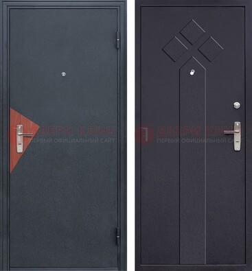 Черная входная дверь с порошковым напылением и узором внутри ДП-241 в Старой Купавне