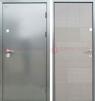Металлическая серая дверь с порошковым покрытием и серым МДФ внутри ДП-250 в Старой Купавне