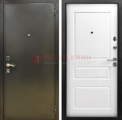 Входная дверь Темное серебро с порошковым напылением и белой МДФ ДП-272 в Старой Купавне