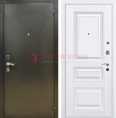 Железная темно-серая дверь с порошковым напылением и белой МДФ ДП-274 в Старой Купавне