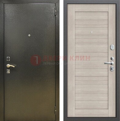Стальная темно-серая дверь с порошковой отделкой и МДФ панелью ДП-278 в Старой Купавне