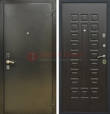 Темно-серая железная дверь с порошковым покрытием и МДФ Венге ДП-287 в Старой Купавне