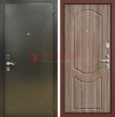 Темно-серая входная дверь с порошковым покрытием и коричневая МДФ ДП-290 в Старой Купавне