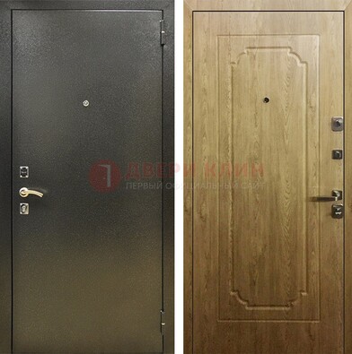 Темно-серая входная дверь с порошковым покрытием и МДФ Золотой дуб ДП-291 в Старой Купавне