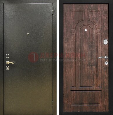 Темно-серая металлическая дверь с порошковым покрытием и МДФ коричневая ДП-292 в Старой Купавне