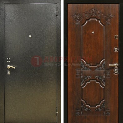 Входная дверь Темное серебро с порошковым покрытием и МДФ с узором ДП-293 в Старой Купавне