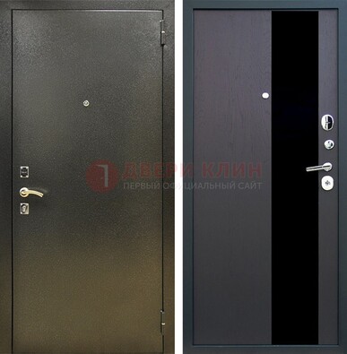 Входная темная дверь с порошковым покрытием и МДФ со стеклом ДП-294 в Старой Купавне