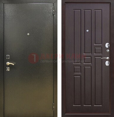 Входная темно-серая дверь с порошковым напылением и коричневой МДФ ДП-301 в Старой Купавне